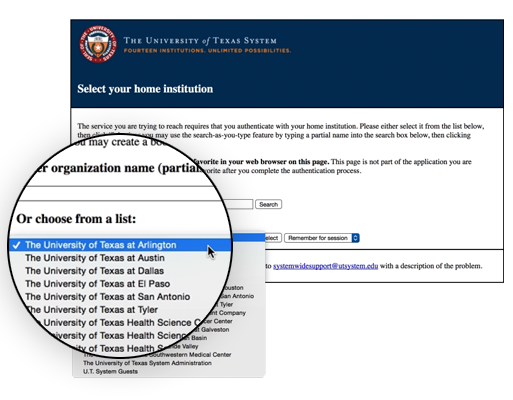 Choosing institution from a form.